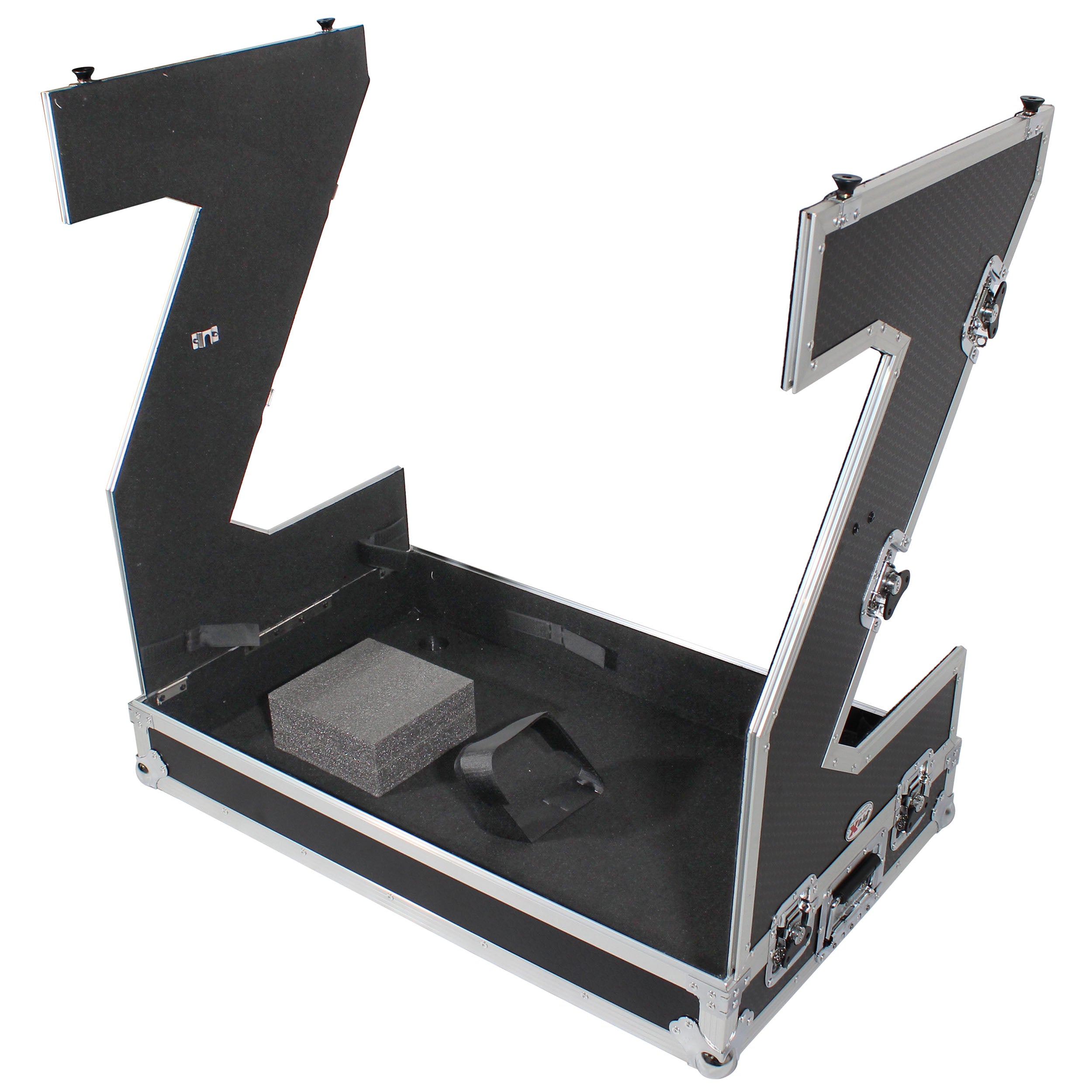 ProX Z-Table Jr Folding DJ Table Mobile Workstation Flight Case Style with Handles and Wheels