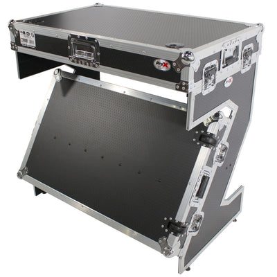 ProX Z-Table Jr Folding DJ Table Mobile Workstation Flight Case Style with Handles and Wheels