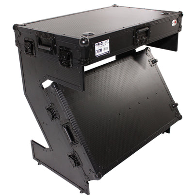 ProX Z-Table Jr Folding DJ Table Mobile Workstation Flight Case Style with Handles and Wheels - Black Finish