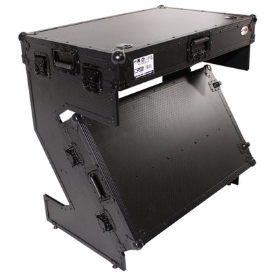 ProX Z-Table Jr Folding DJ Table Mobile Workstation Flight Case Style with Handles and Wheels - Black Finish