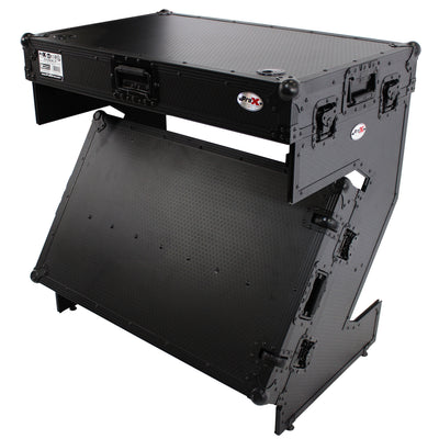 ProX Z-Table Jr Folding DJ Table Mobile Workstation Flight Case Style with Handles and Wheels - Black Finish