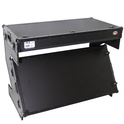 ProX DJ Z-Table™ Folding DJ Table Mobile Workstation Flight Case Style with Handles and Wheels - Black Finish.