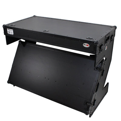 ProX DJ Z-Table™ Folding DJ Table Mobile Workstation Flight Case Style with Handles and Wheels - Black Finish.