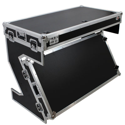 ProX Z-Table Folding DJ Table Mobile Workstation Flight Case Style with Handles and Wheels