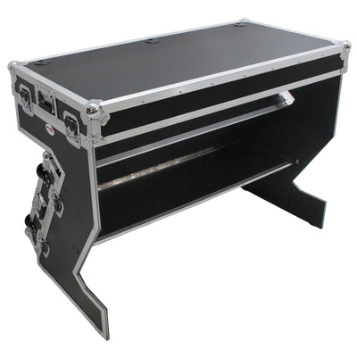 ProX Z-Table Folding DJ Table Mobile Workstation Flight Case Style with Handles and Wheels