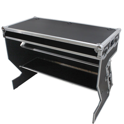 ProX Z-Table Folding DJ Table Mobile Workstation Flight Case Style with Handles and Wheels