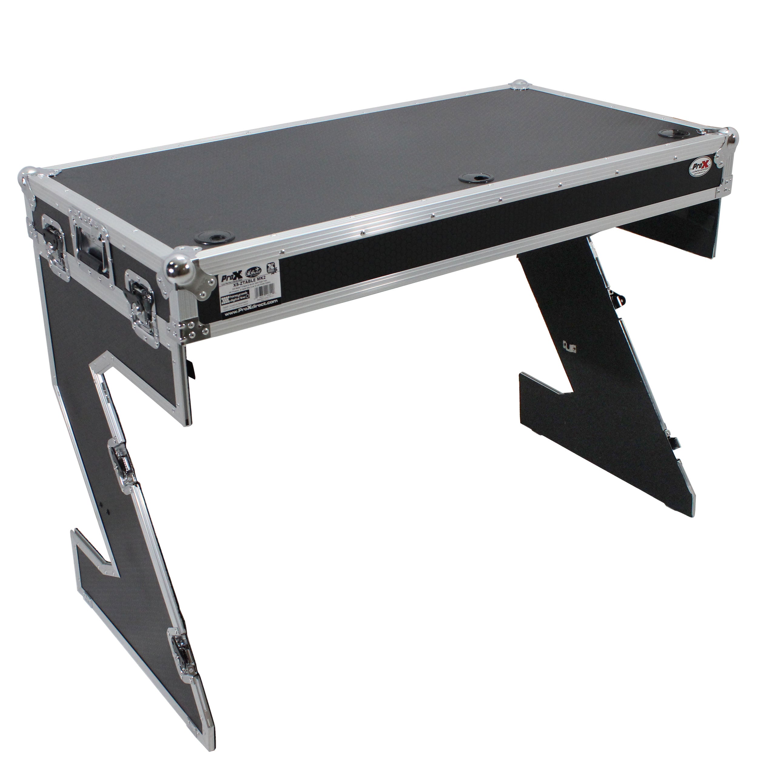 ProX Z-Table Folding DJ Table Mobile Workstation Flight Case Style with Handles and Wheels