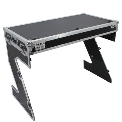 ProX Z-Table Folding DJ Table Mobile Workstation Flight Case Style with Handles and Wheels