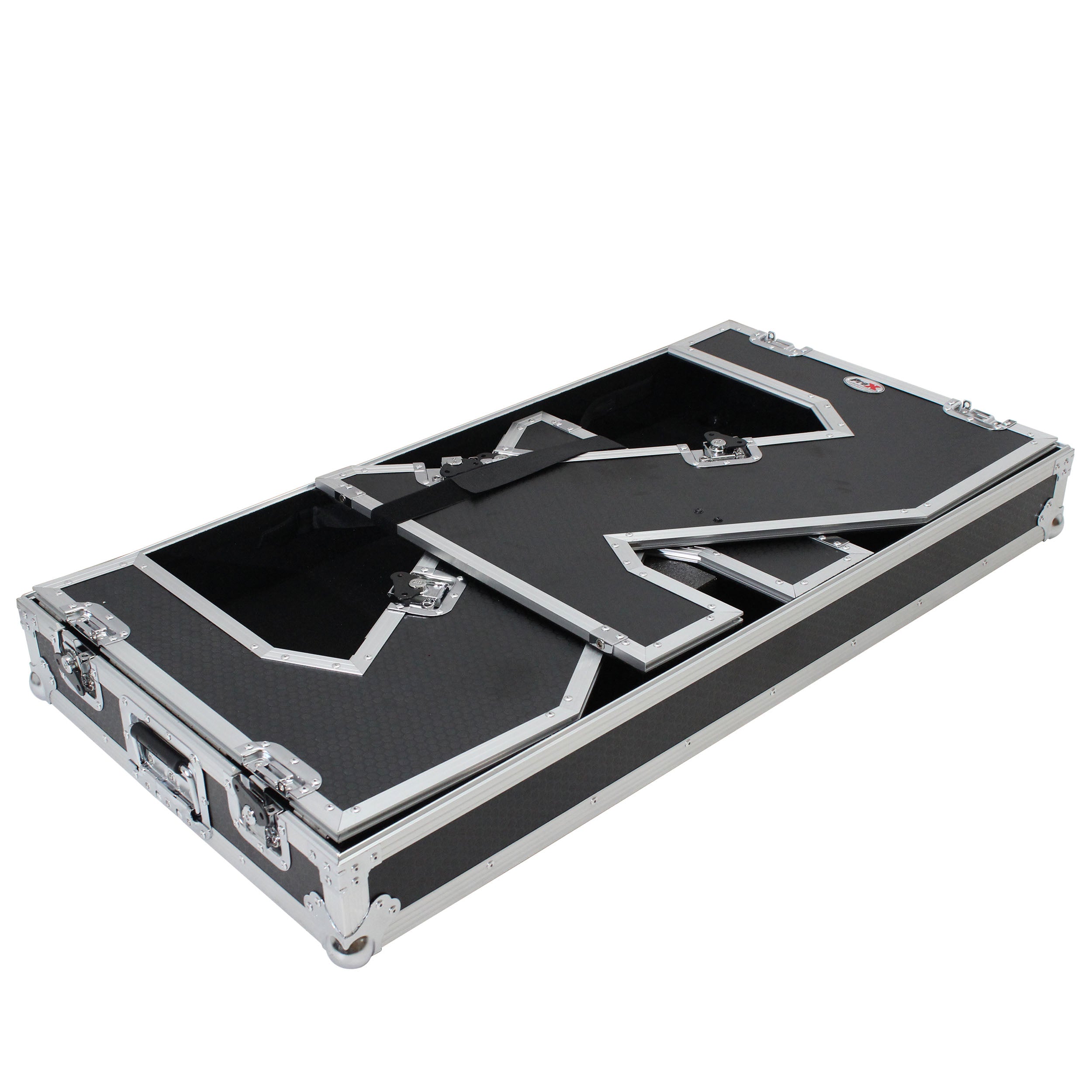 ProX Z-Table Folding DJ Table Mobile Workstation Flight Case Style with Handles and Wheels