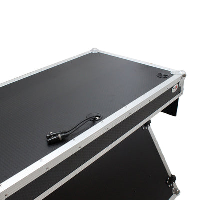 ProX Z-Table Folding DJ Table Mobile Workstation Flight Case Style with Handles and Wheels