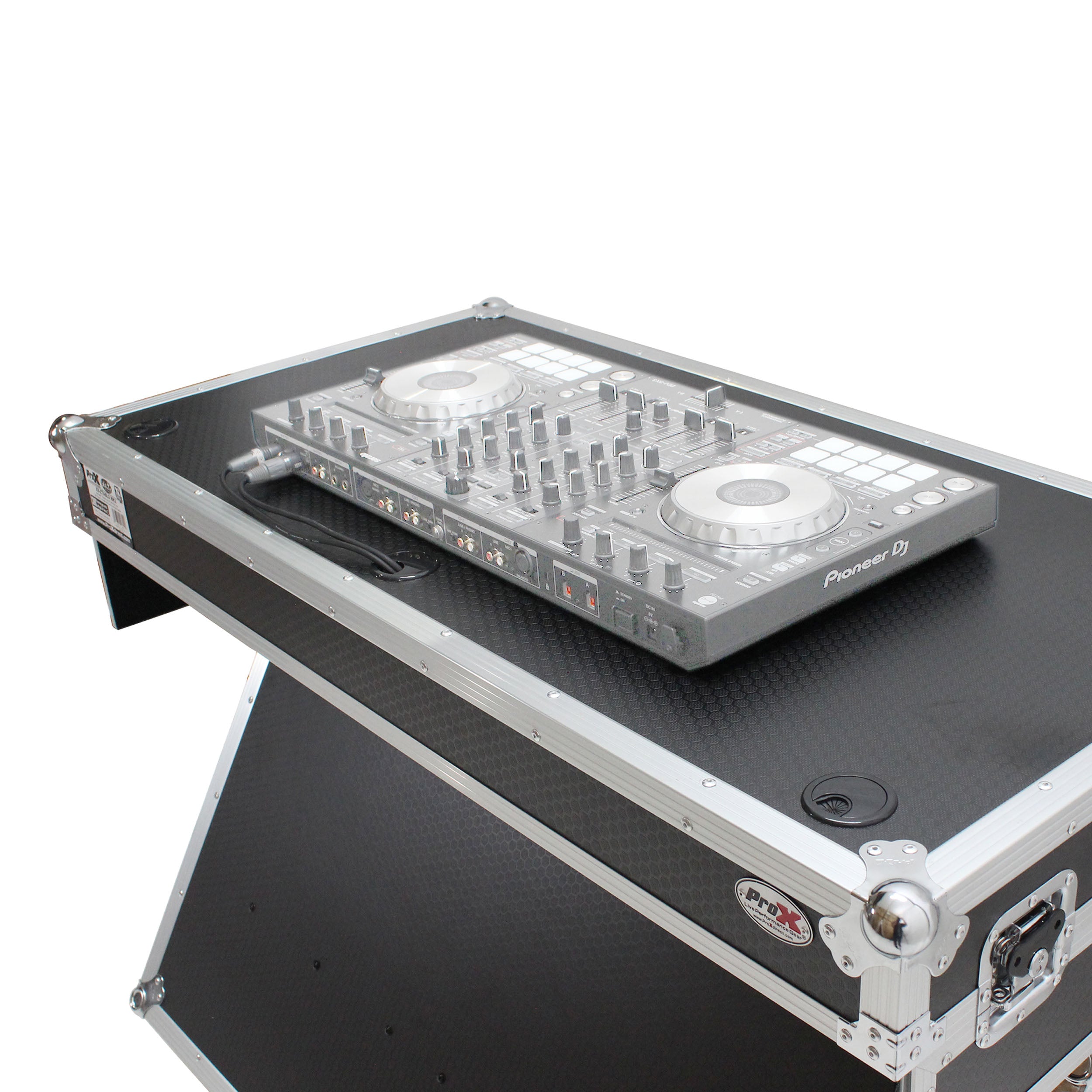 ProX Z-Table Folding DJ Table Mobile Workstation Flight Case Style with Handles and Wheels