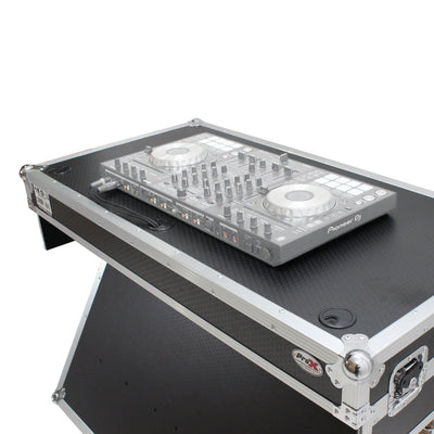 ProX Z-Table Folding DJ Table Mobile Workstation Flight Case Style with Handles and Wheels