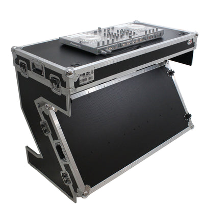 ProX Z-Table Folding DJ Table Mobile Workstation Flight Case Style with Handles and Wheels