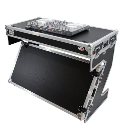 ProX Z-Table Folding DJ Table Mobile Workstation Flight Case Style with Handles and Wheels