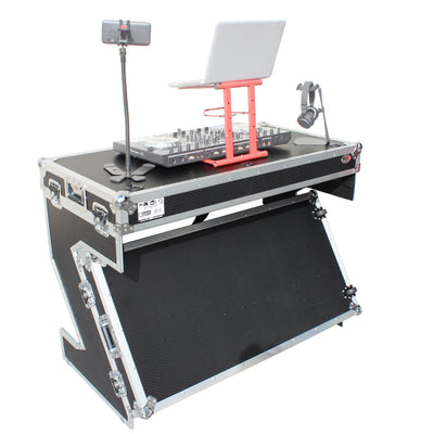 ProX Z-Table Folding DJ Table Mobile Workstation Flight Case Style with Handles and Wheels