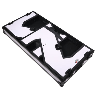 ProX Z-Table Folding DJ Table Mobile Workstation Flight Case Style with Handles and Wheels - Black White Finish