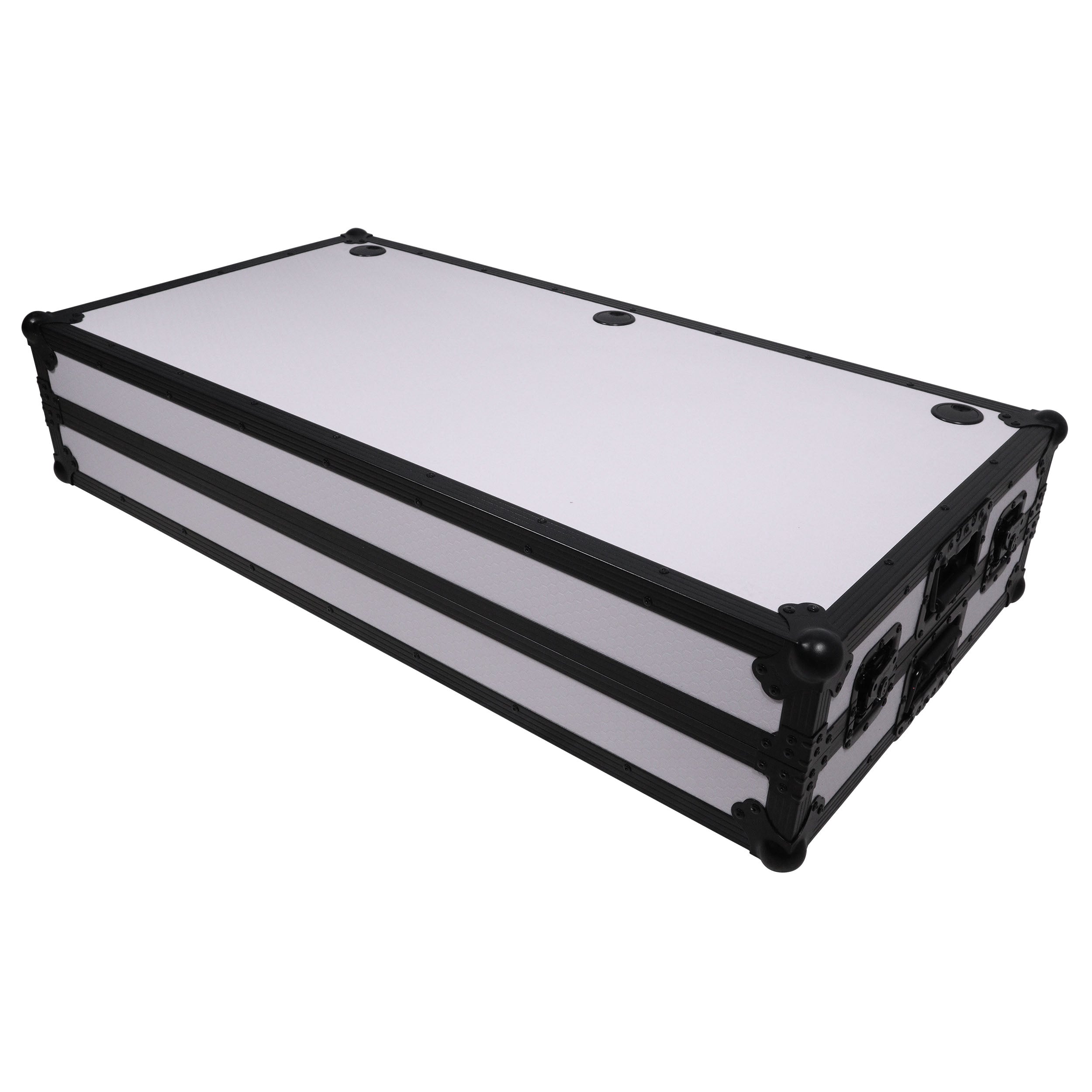 ProX Z-Table Folding DJ Table Mobile Workstation Flight Case Style with Handles and Wheels - Black White Finish