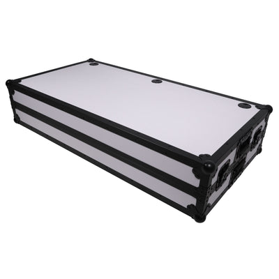 ProX Z-Table Folding DJ Table Mobile Workstation Flight Case Style with Handles and Wheels - Black White Finish