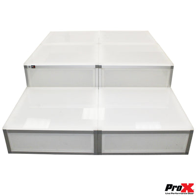 ProX Lumo Stage Acrylic Stage 2'x'2x16" Platform Cube Light Box Section for Disco Style Dance Floor - Includes (2) Side Panels