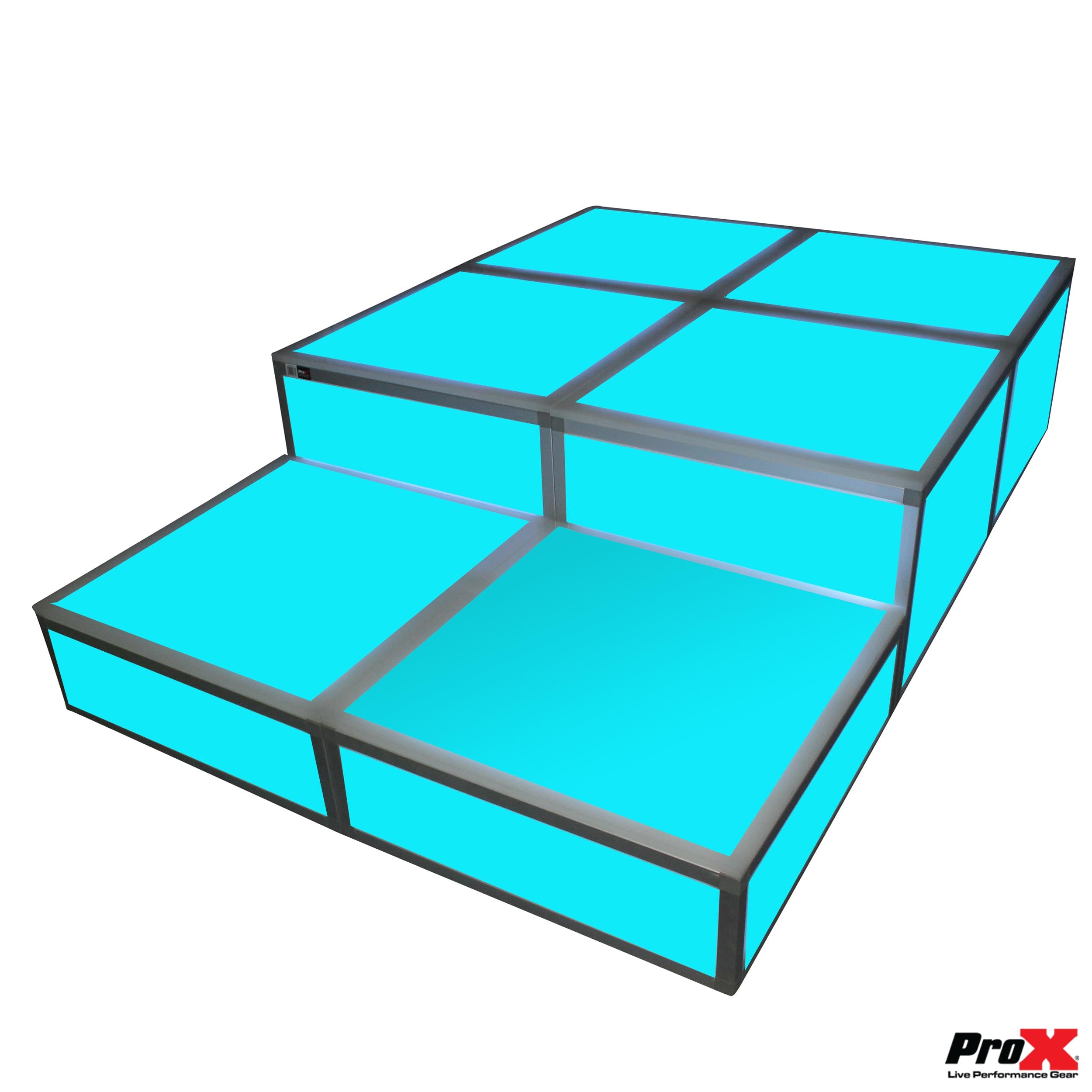 ProX Lumo Stage Acrylic Stage 2'x'2x16" Platform Cube Light Box Section for Disco Style Dance Floor - Includes (2) Side Panels