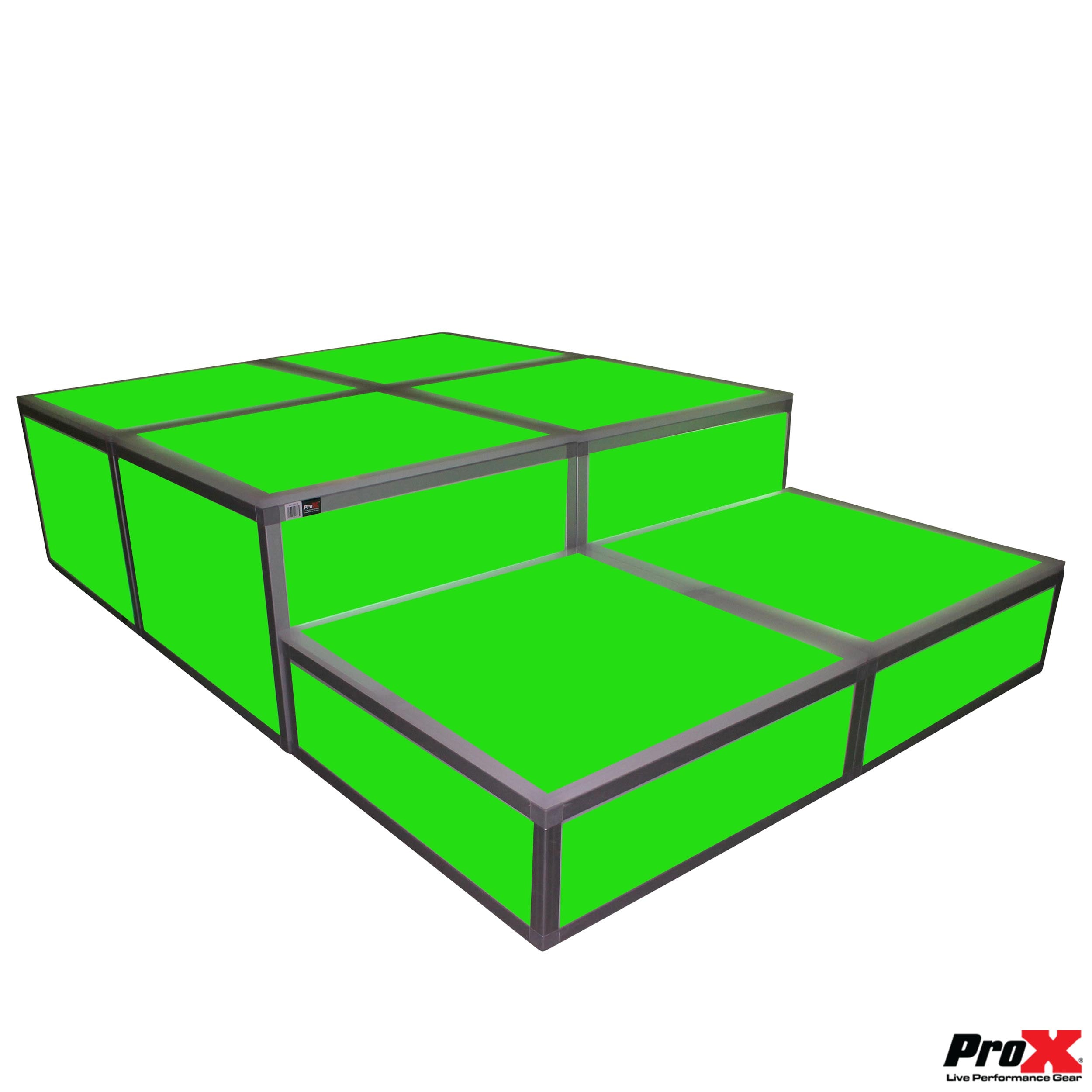 ProX Lumo Stage Acrylic Stage 2'x'2x16" Platform Cube Light Box Section for Disco Style Dance Floor - Includes (2) Side Panels