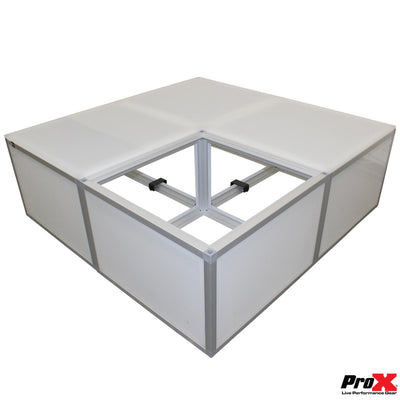 ProX Lumo Stage Acrylic Stage 2'x'2x16" Platform Cube Light Box Section for Disco Style Dance Floor - Includes (2) Side Panels