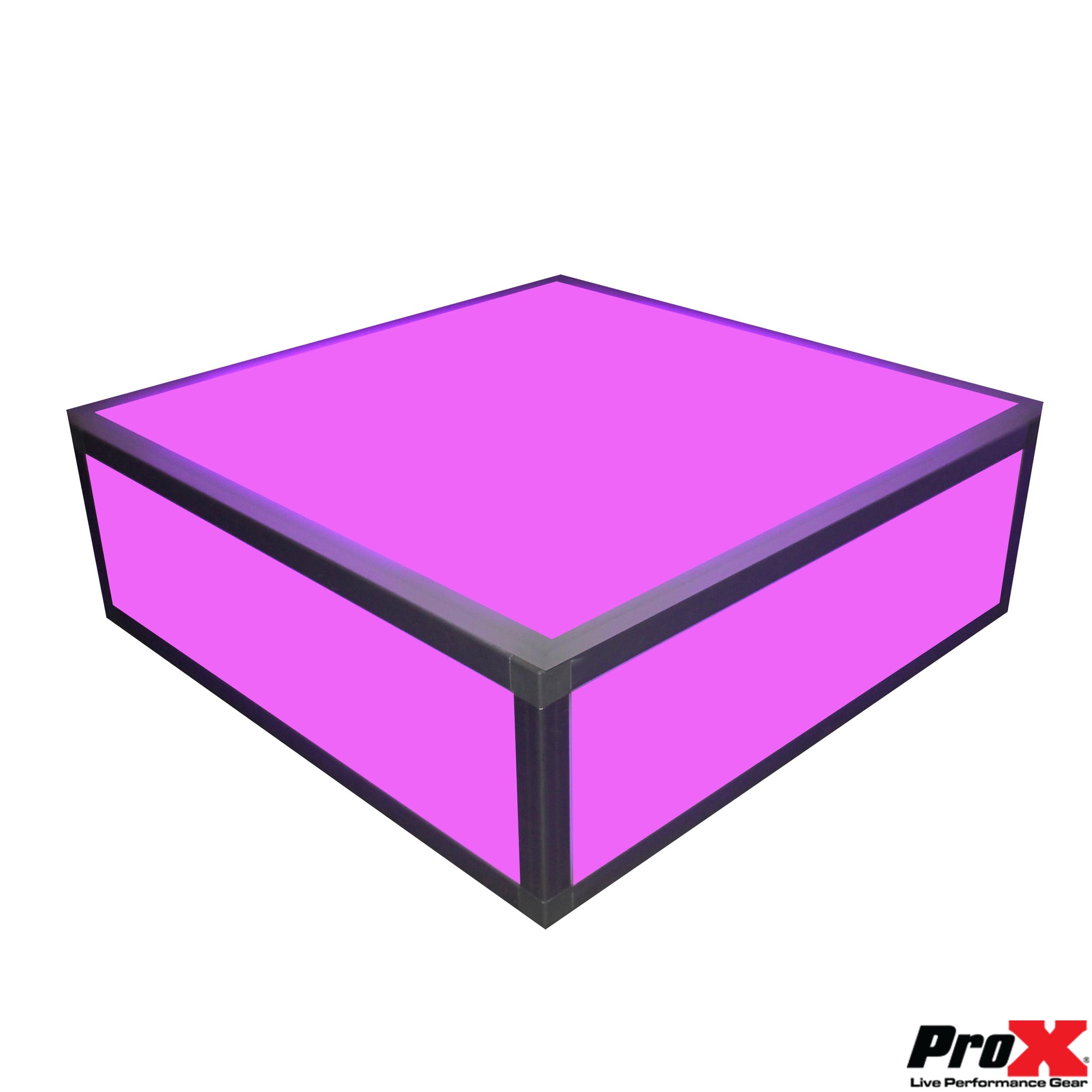 ProX Lumo Stage Acrylic Stage 2'x'2x8" Platform Cube Light Box Section for Disco Style Dance Floor - Includes 2 side Panels