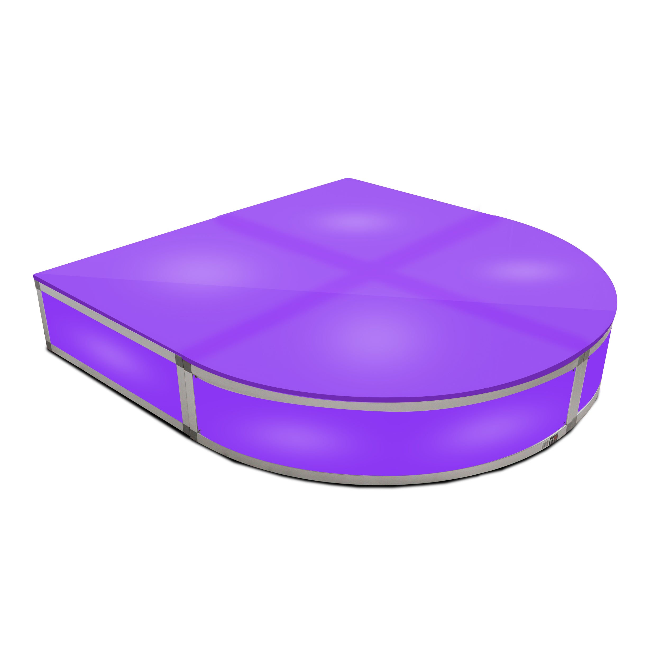 ProX Lumo Stage Acrylic Platform 2'x'2x8" Rounded Cube Section Riser for LED Lighting Dance Floor - Includes (3) Side Panels