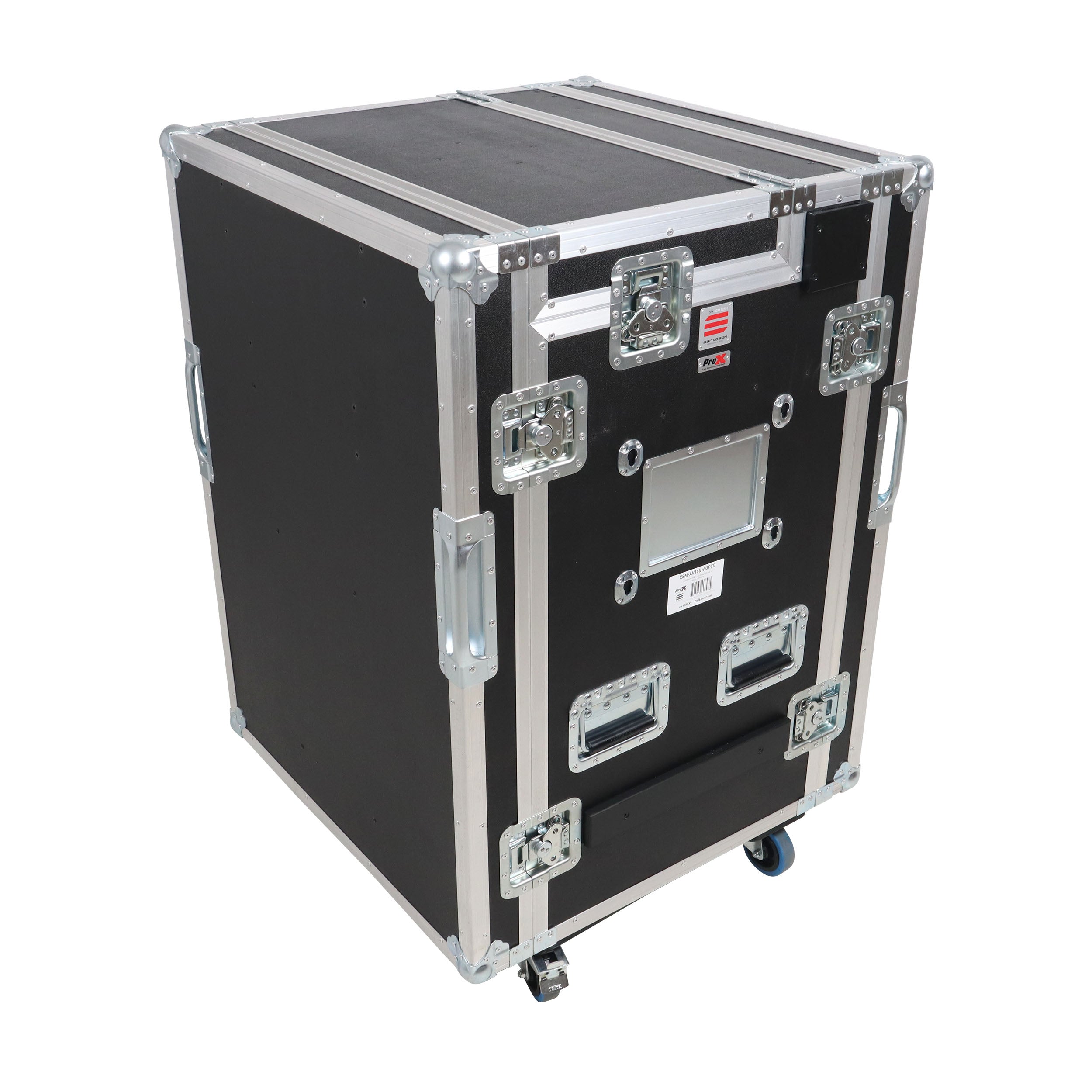 ProX Video Control Workstation Flight Case 16U + 5U Rack with Dual Side Tables & Triple Monitor Mount by Santosom