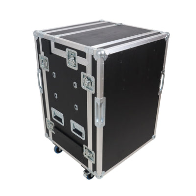 ProX Video Control Workstation Flight Case 16U + 5U Rack with Dual Side Tables & Triple Monitor Mount by Santosom