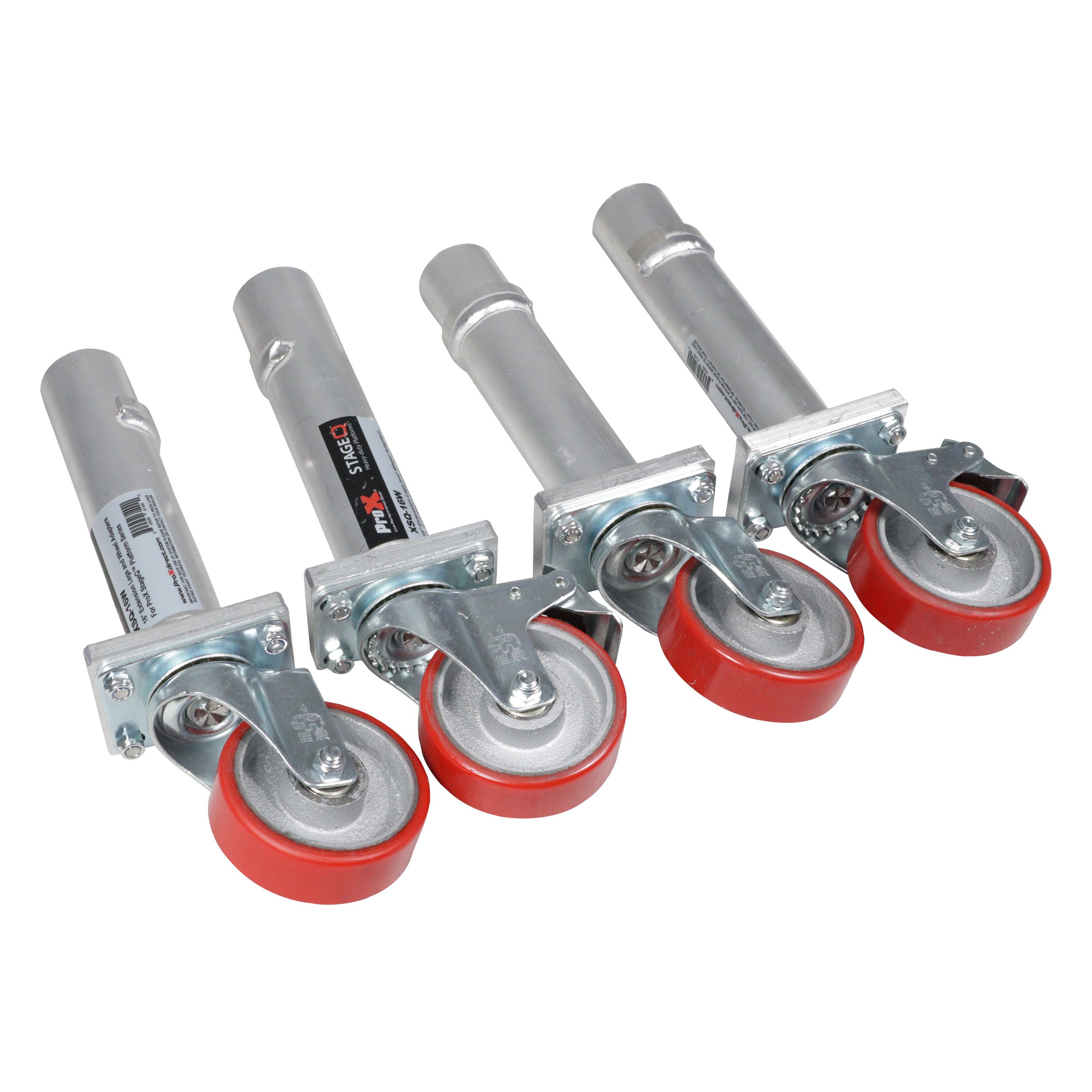 ProX StageQ™ Locking Staging 16" Height Stage Legs with 5" Rubber Steel Casters | Set of 4