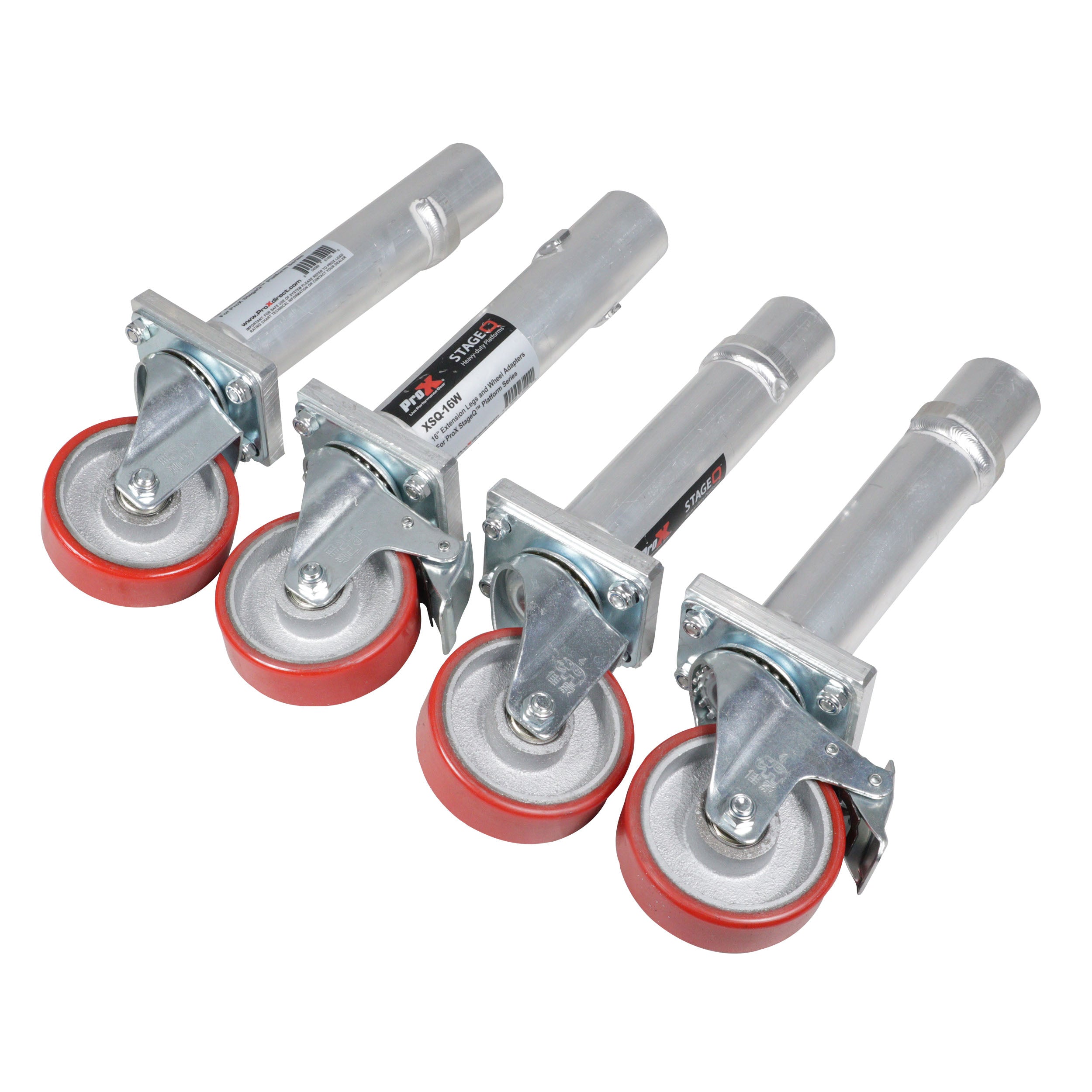 ProX StageQ™ Locking Staging 16" Height Stage Legs with 5" Rubber Steel Casters | Set of 4