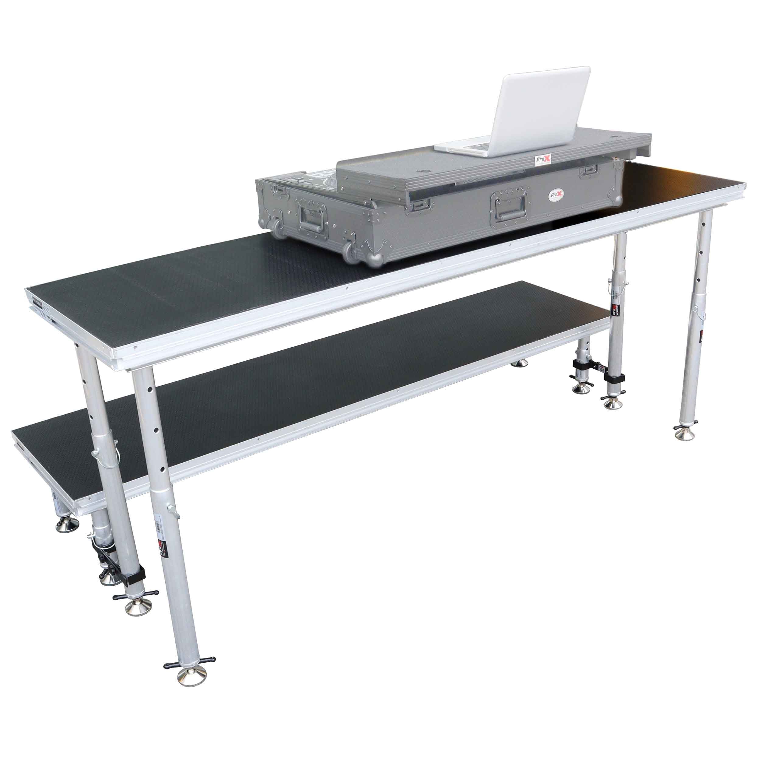 ProX StageQ 2 ft x 8 ft Stage Deck w/ 4 Adjustable 28–48 inch Legs