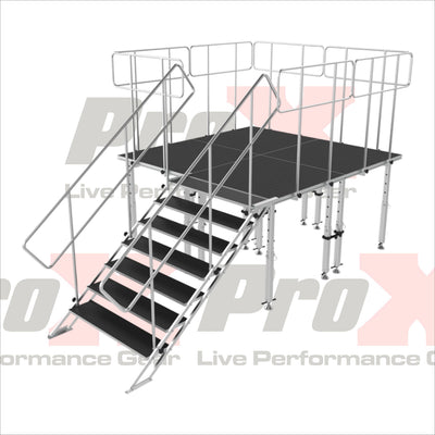 ProX 8x8 StageQ Platform Package 4x4 Decks w/ Steps Adjustable 28-48 Guard Rails and 7 Step