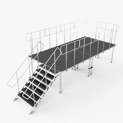 ProX 8FT x 16FT Stage Q 4 Stage Platforms Social Distancing Package Height Adjustable 28-48 inch