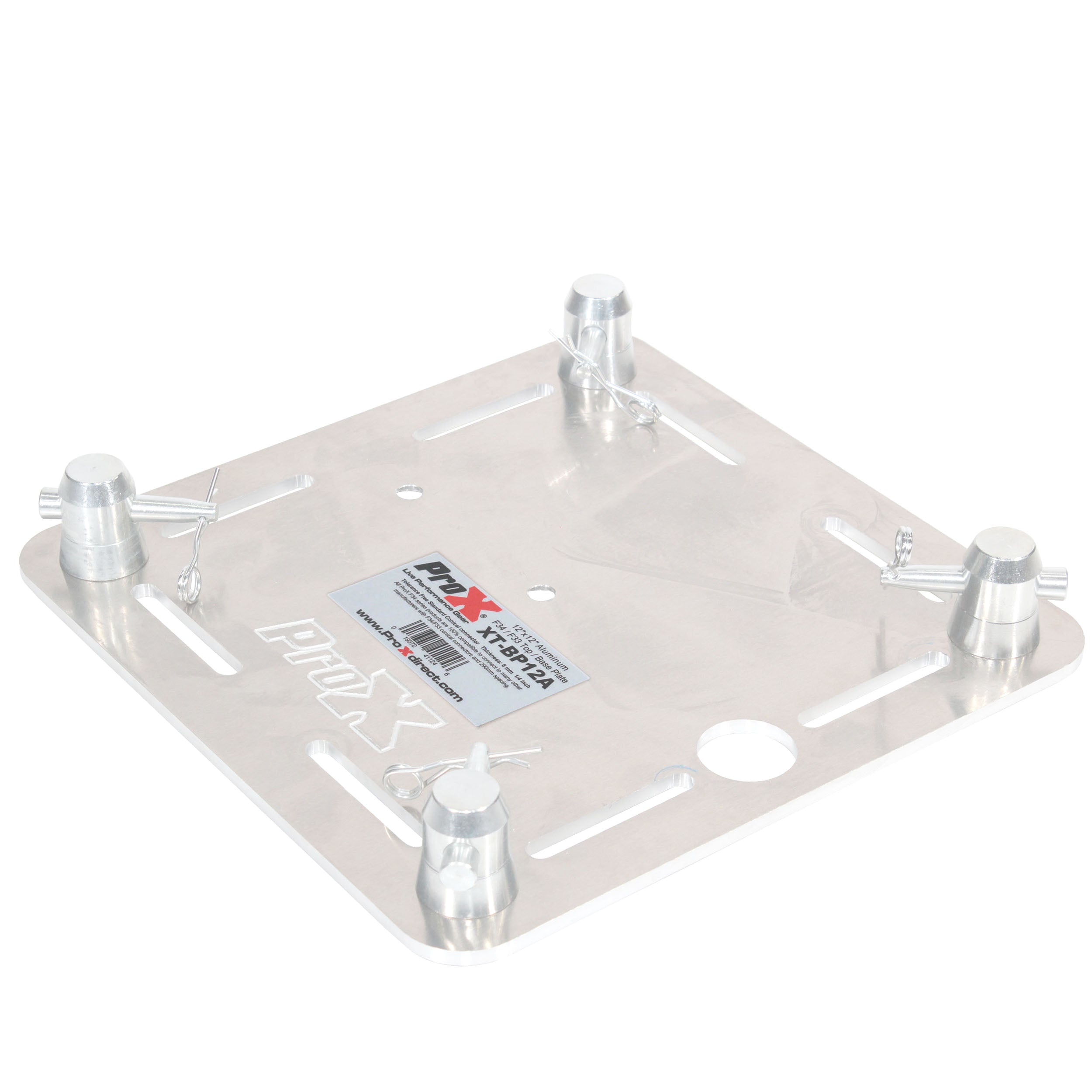 ProX Pair of 12" Aluminum 6mm Truss Top Plate and 1 3/8 Speaker Stud Mount for F34 F32 F31 Conical Square Truss with Connectors