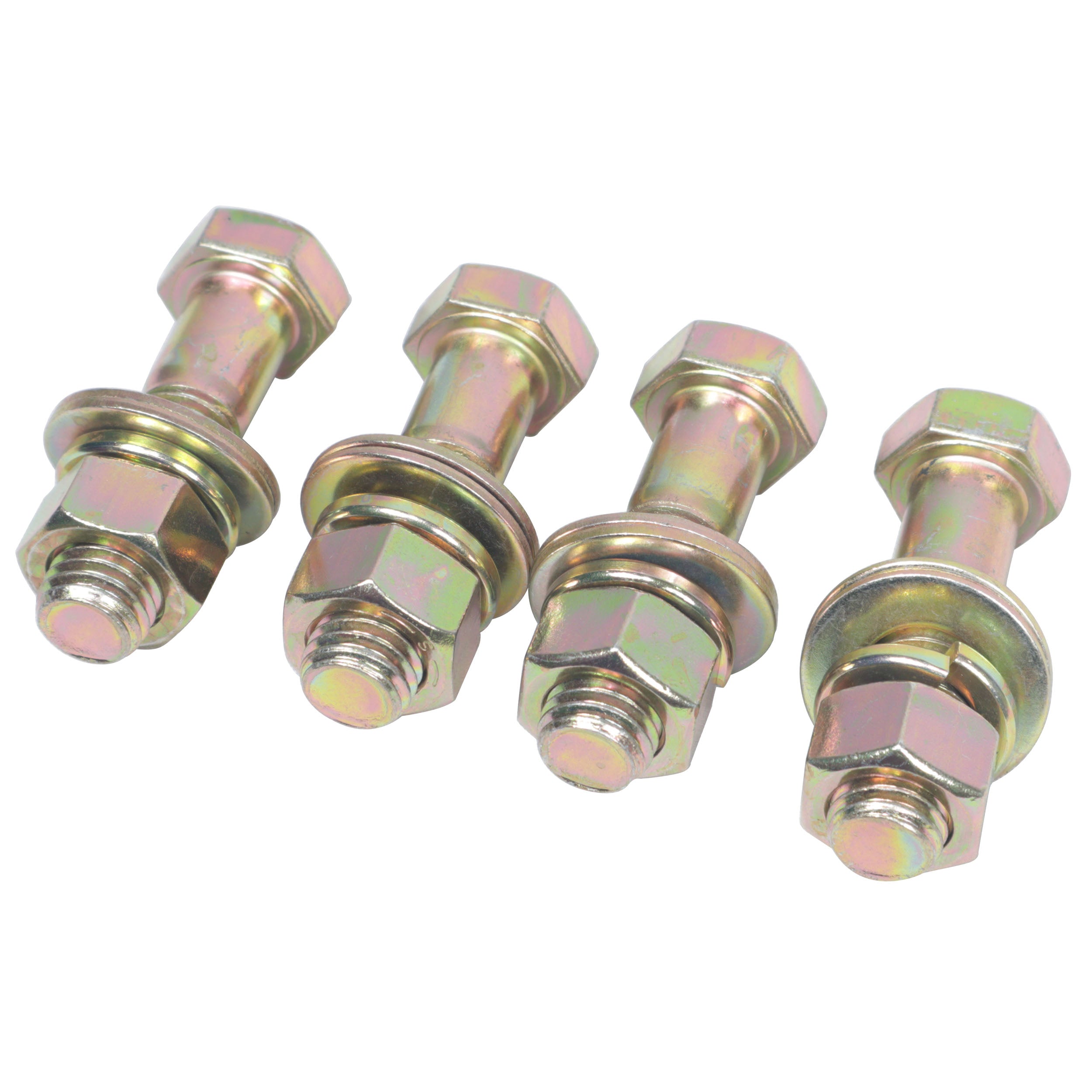 ProX Set of (4) 2.5" Length Hex Short Yellow Zinc Truss Bolts Nuts Washers – Grade 8 (5/8”-11 x 2-1/2 NC)