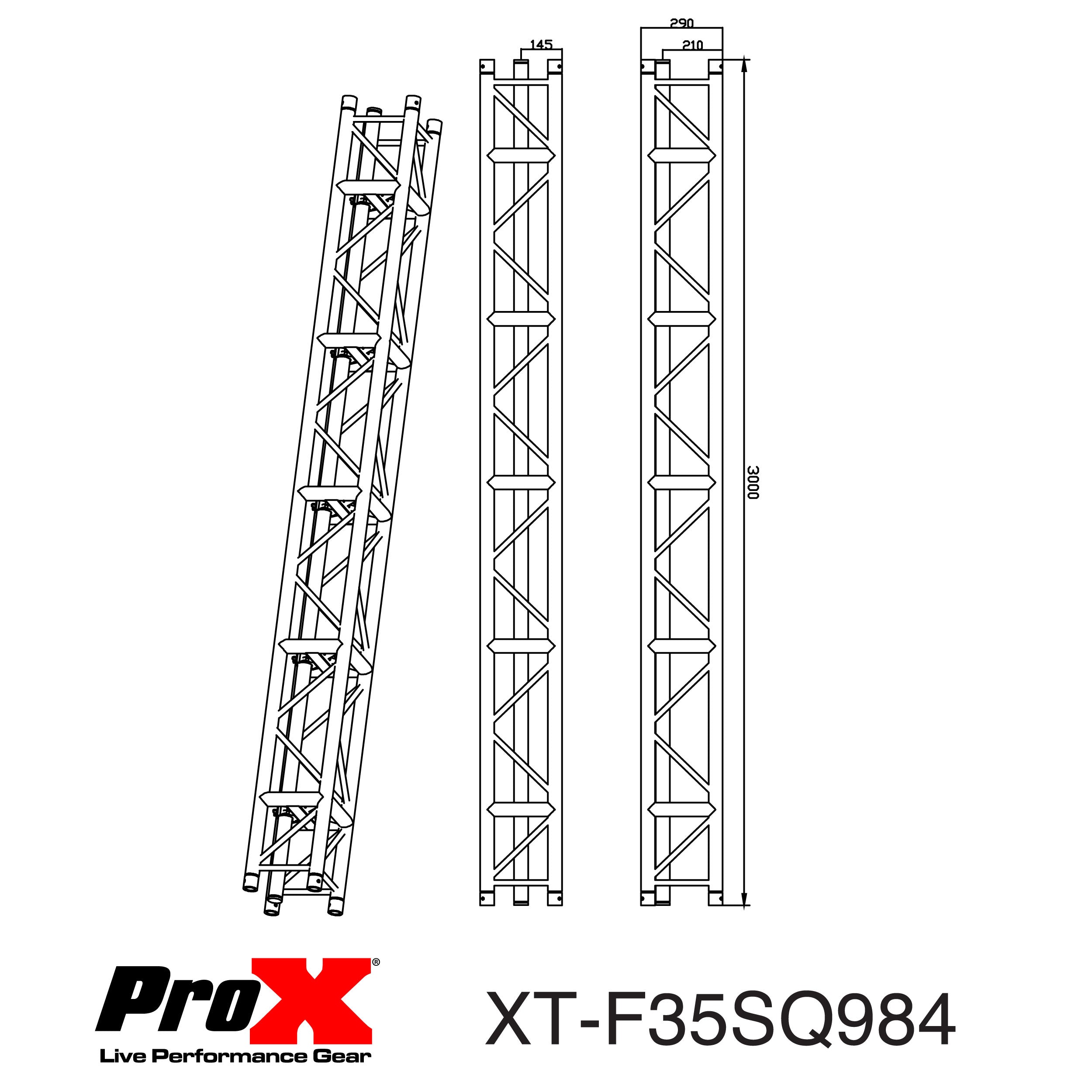 ProX 9.84 ft 3.00 m F35 Professional 5-Chord Truss Segment for LED Video Panels