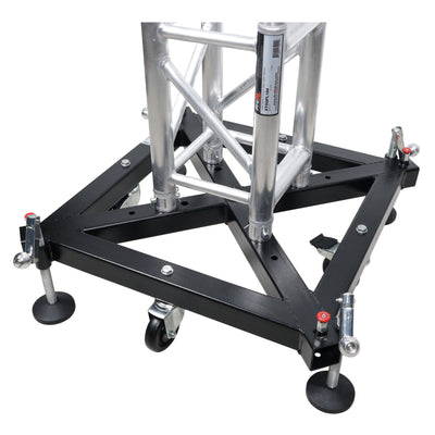 ProX Universal Vertical Tower Truss Ground Support Base on Wheels with Leveling Jacks for F34, F44 and 12" Bolt truss