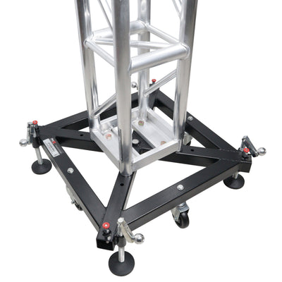 ProX Universal Vertical Tower Truss Ground Support Base on Wheels with Leveling Jacks for F34, F44 and 12" Bolt truss