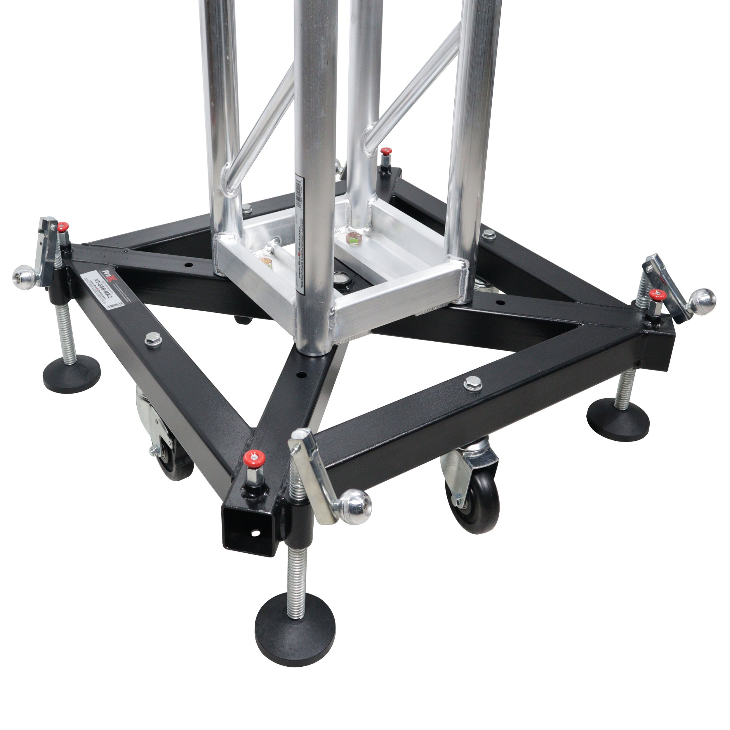 ProX Universal Vertical Tower Truss Ground Support Base on Wheels with Leveling Jacks for F34, F44 and 12" Bolt truss