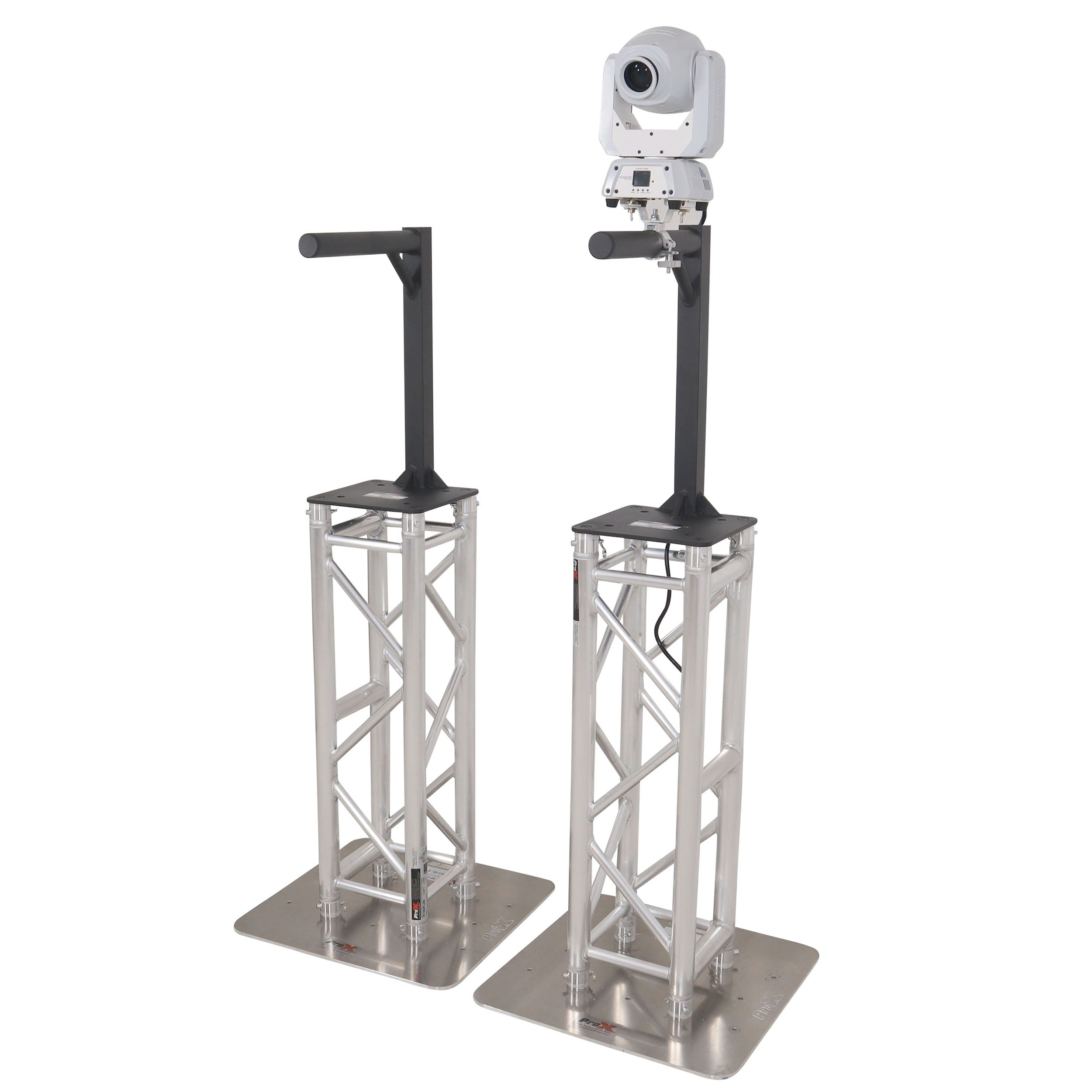 ProX Set of 2 Inverted Lighting Mount Top Plates with 24"H and 16"L, 2" OD Arm in Black
