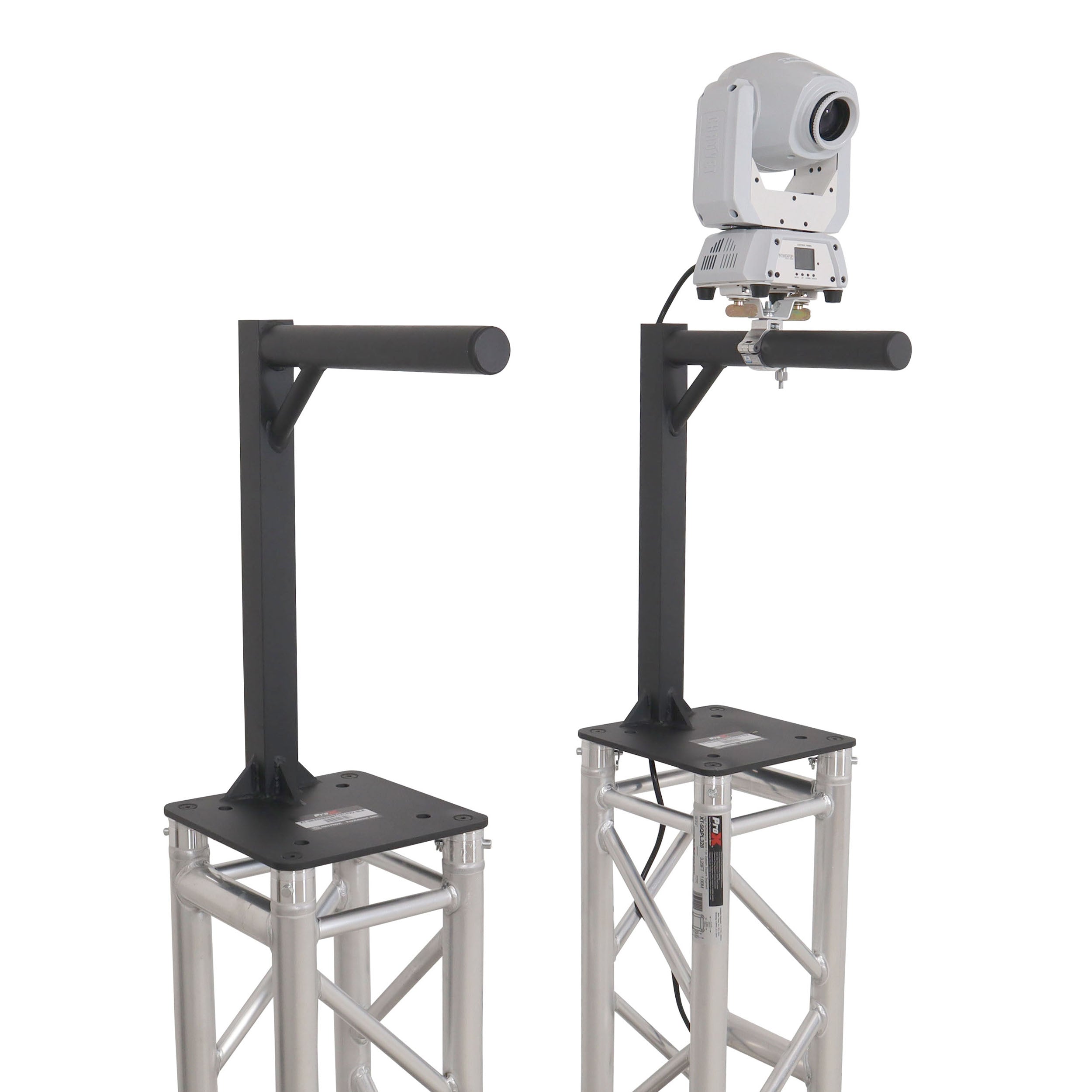 ProX Set of 2 Inverted Lighting Mount Top Plates with 24"H and 16"L, 2" OD Arm in Black
