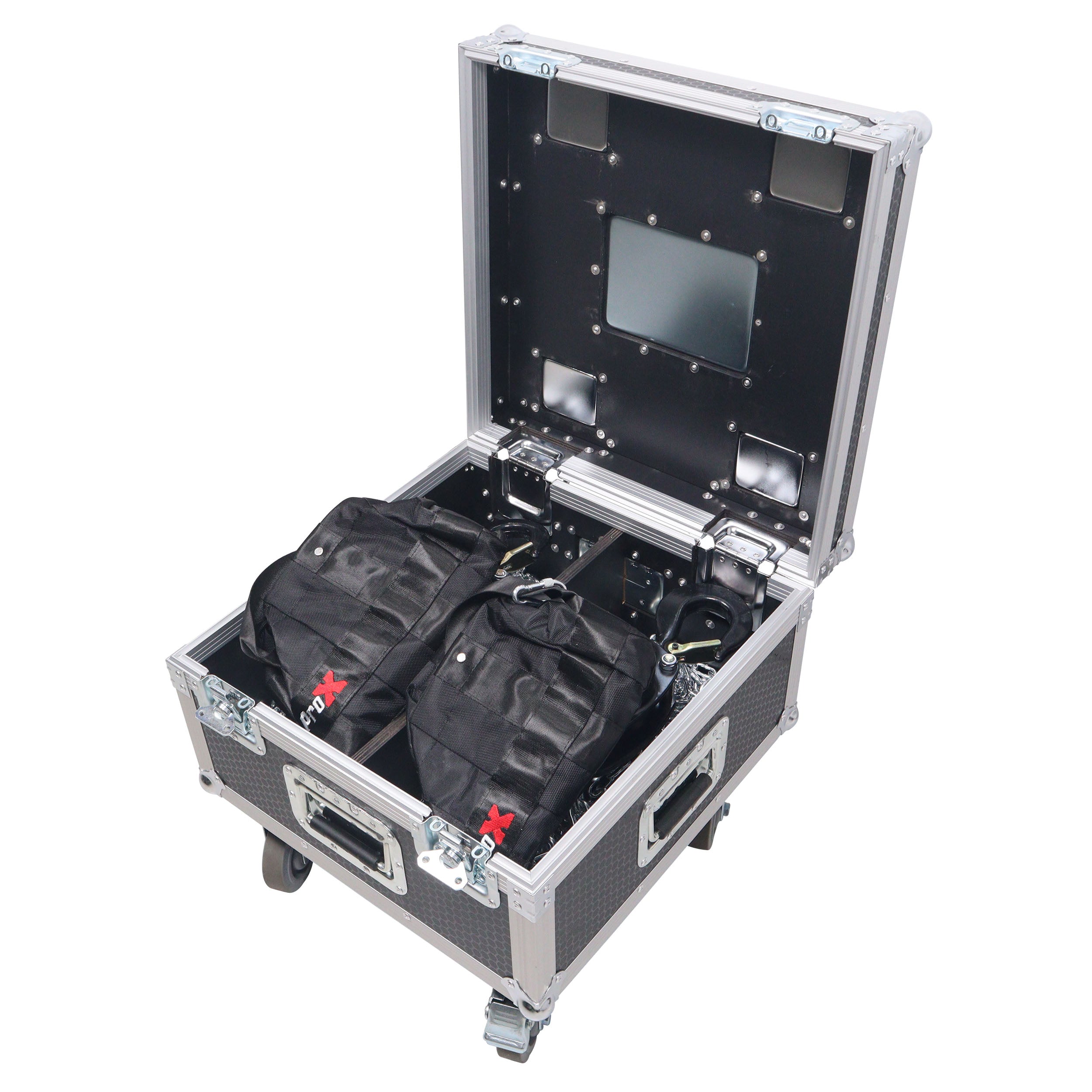 ProX Set of Two 2-Ton 30' Ft. Manual Chain Hoist with ATA Flight Style Road Case for stage truss roof system and line array speakers
