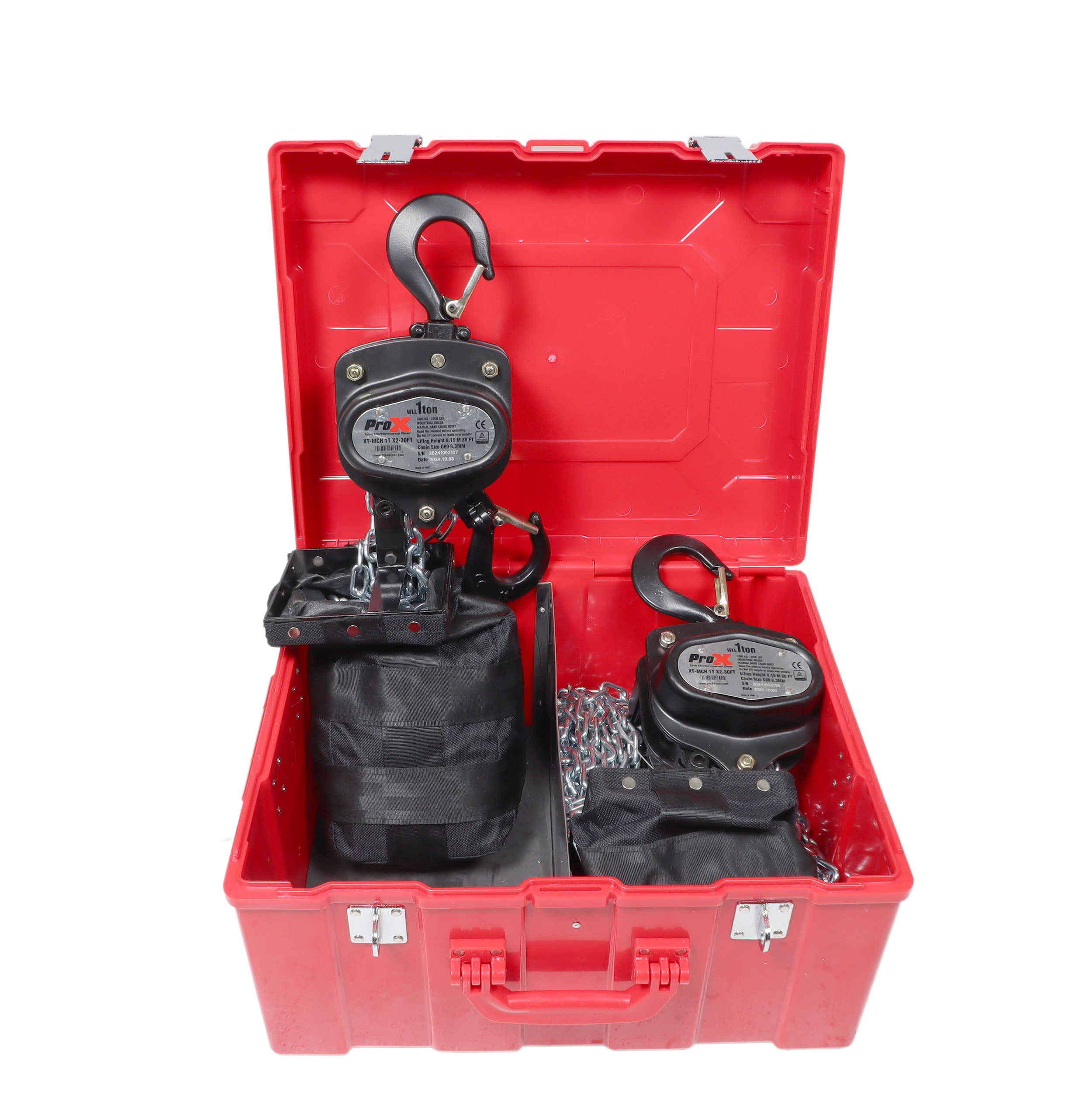 ProX Pair of 1 Ton Manual Chain Hoist with 30 Ft (9 M) Chain for Stage Truss roof system and line array speakers
