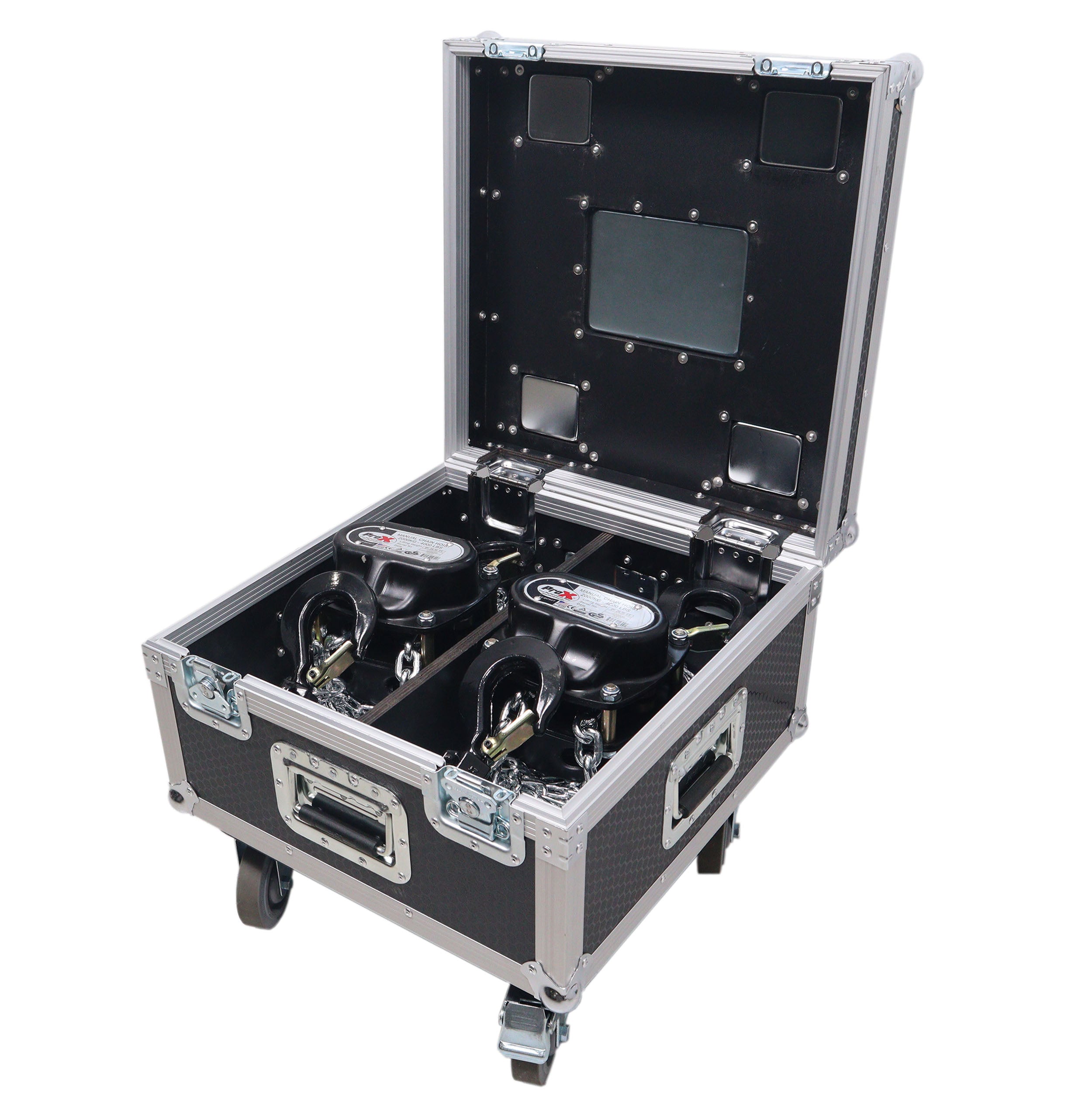 ProX Set of Two 2-Ton 30' Ft. Manual Chain Hoist with ATA Flight Style Road Case for stage truss roof system and line array speakers