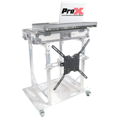 ProX Modular Mobile Media TV DJ Station Booth for ProX XT-GRU Rapid Grid Modular System and base plate with wheels
