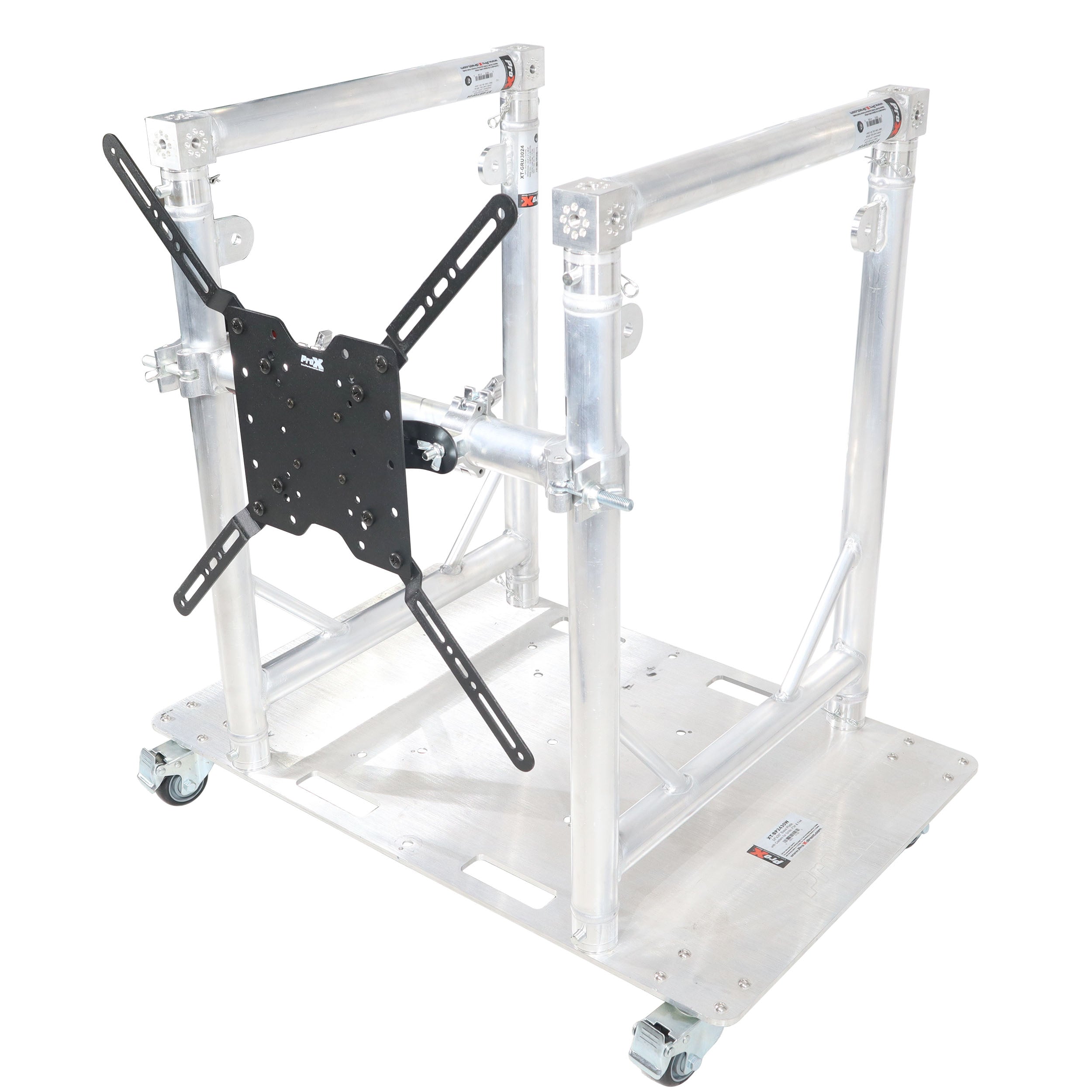 ProX Modular Mobile Media TV DJ Station Booth for ProX XT-GRU Rapid Grid Modular System and base plate with wheels