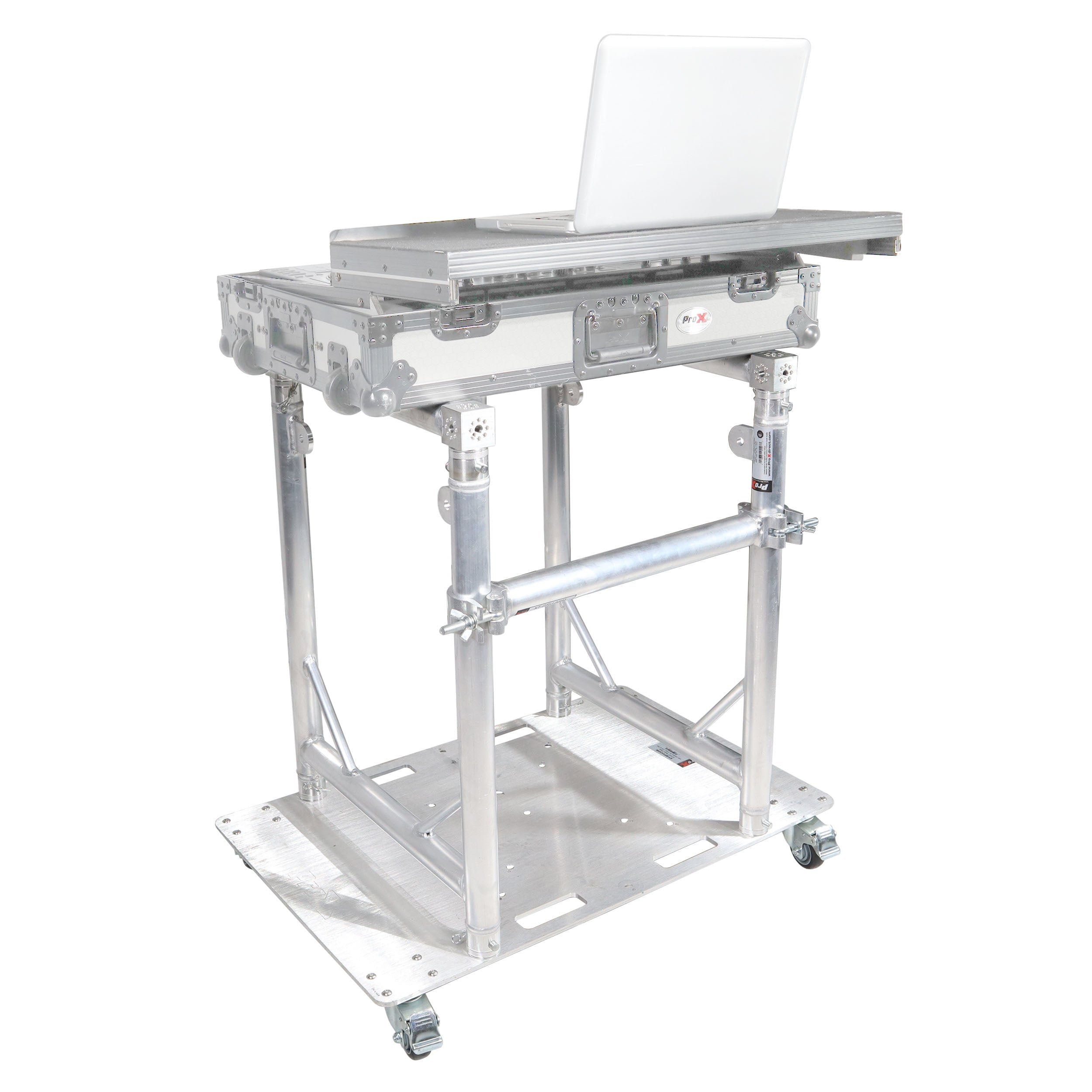ProX Modular Mobile Media TV DJ Station Booth for ProX XT-GRU Rapid Grid Modular System and base plate with wheels