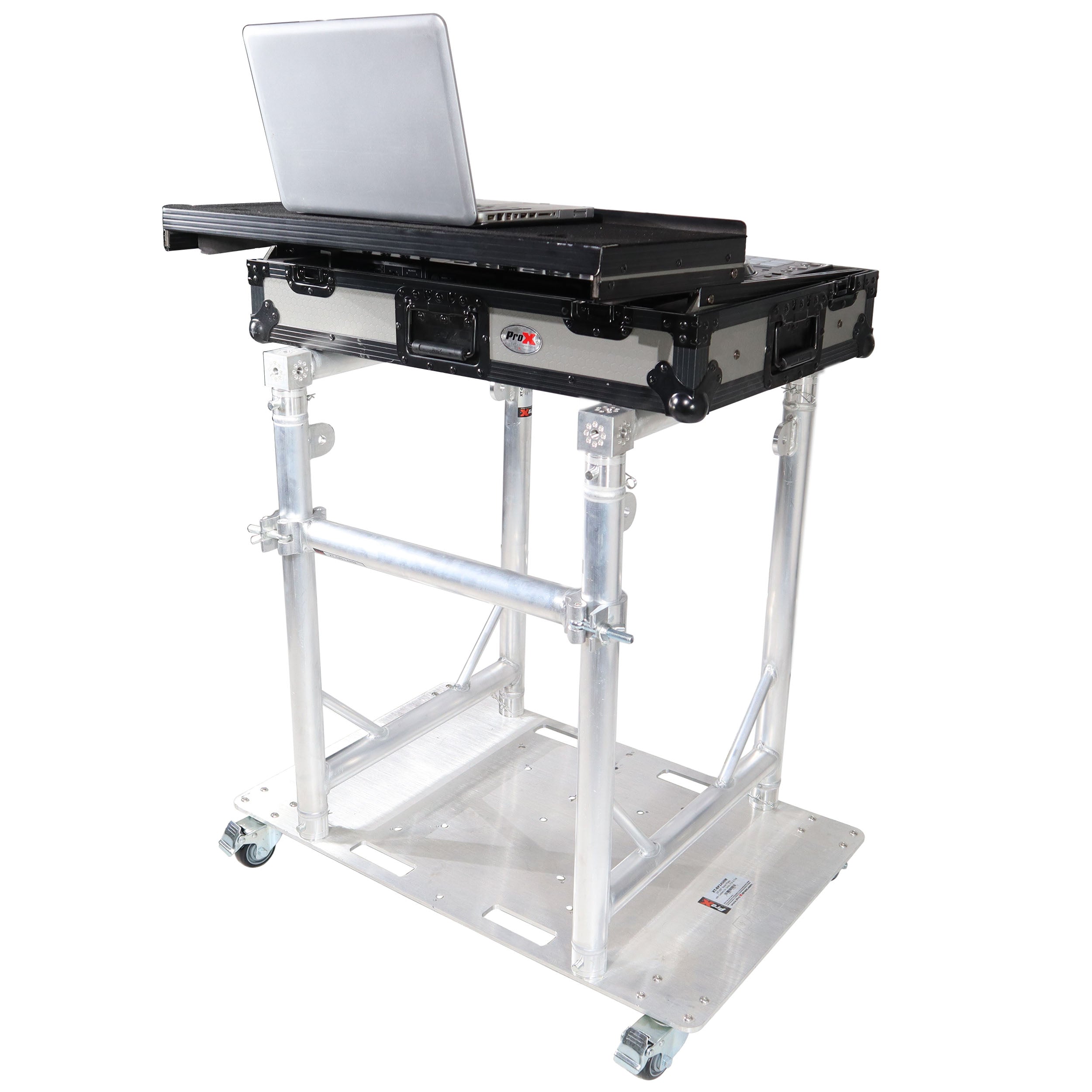 ProX Modular Mobile Media TV DJ Station Booth for ProX XT-GRU Rapid Grid Modular System and base plate with wheels
